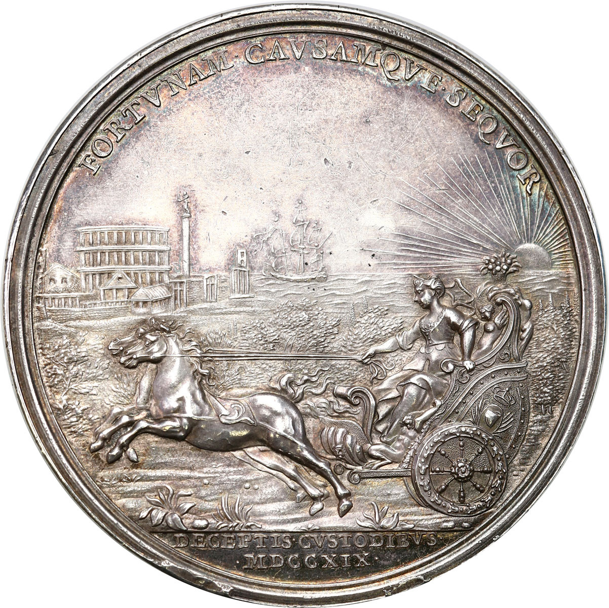 Jan III Sobieski. Medal 1719, Klementyna Sobieska, srebro - RZADKI